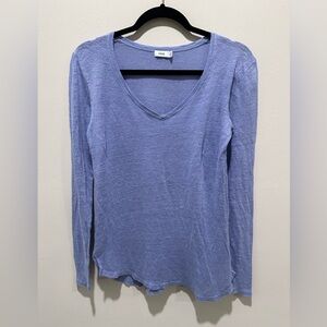 Vince Purple Linen Fitted Long Sleeve Light Sweater